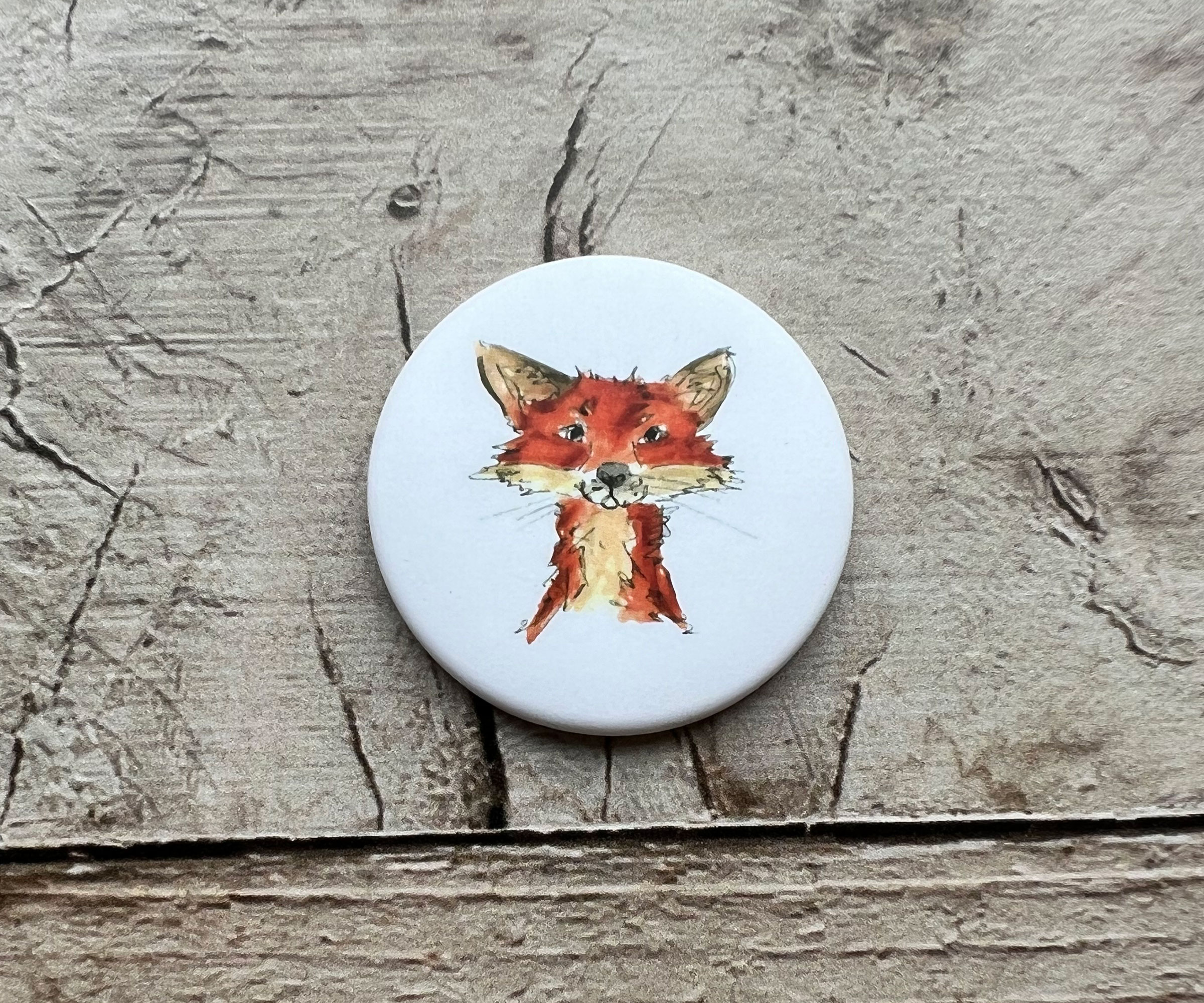 Kühlschrankmagnet | Frecher Fuchs | Magnetbutton mit Aquarellmotiv | Fuchsmagnet