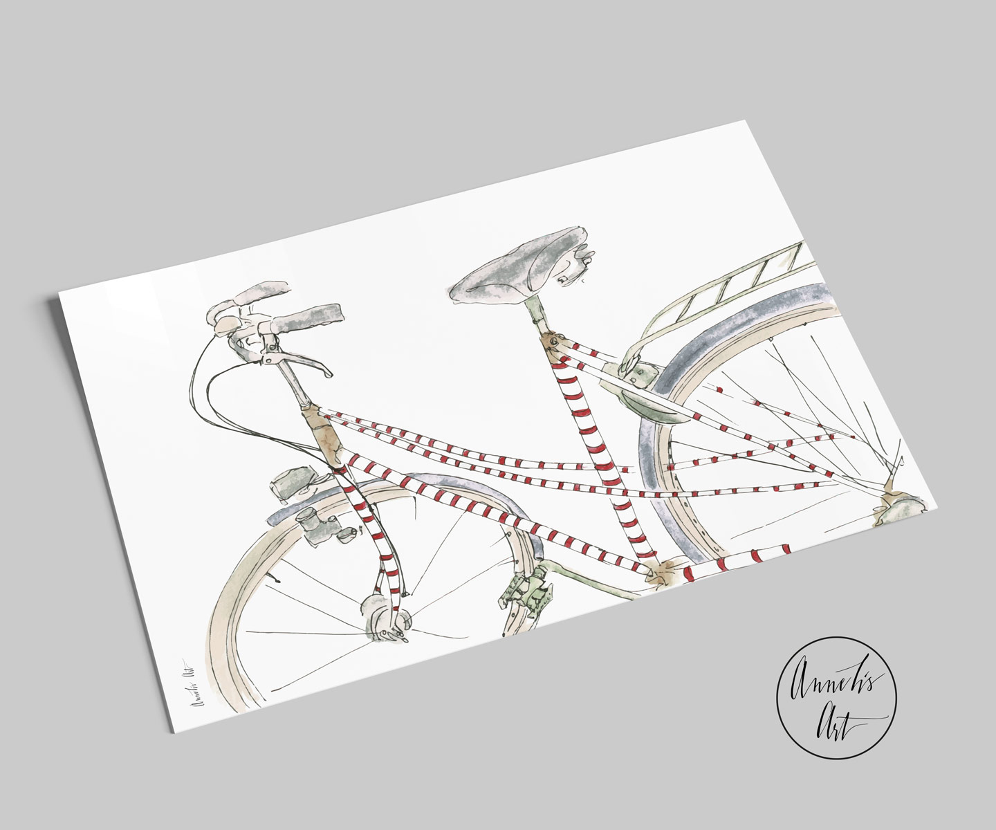 Postkarte | Wunderschönes rot-weißes Fahrrad | Fahrradschönheit