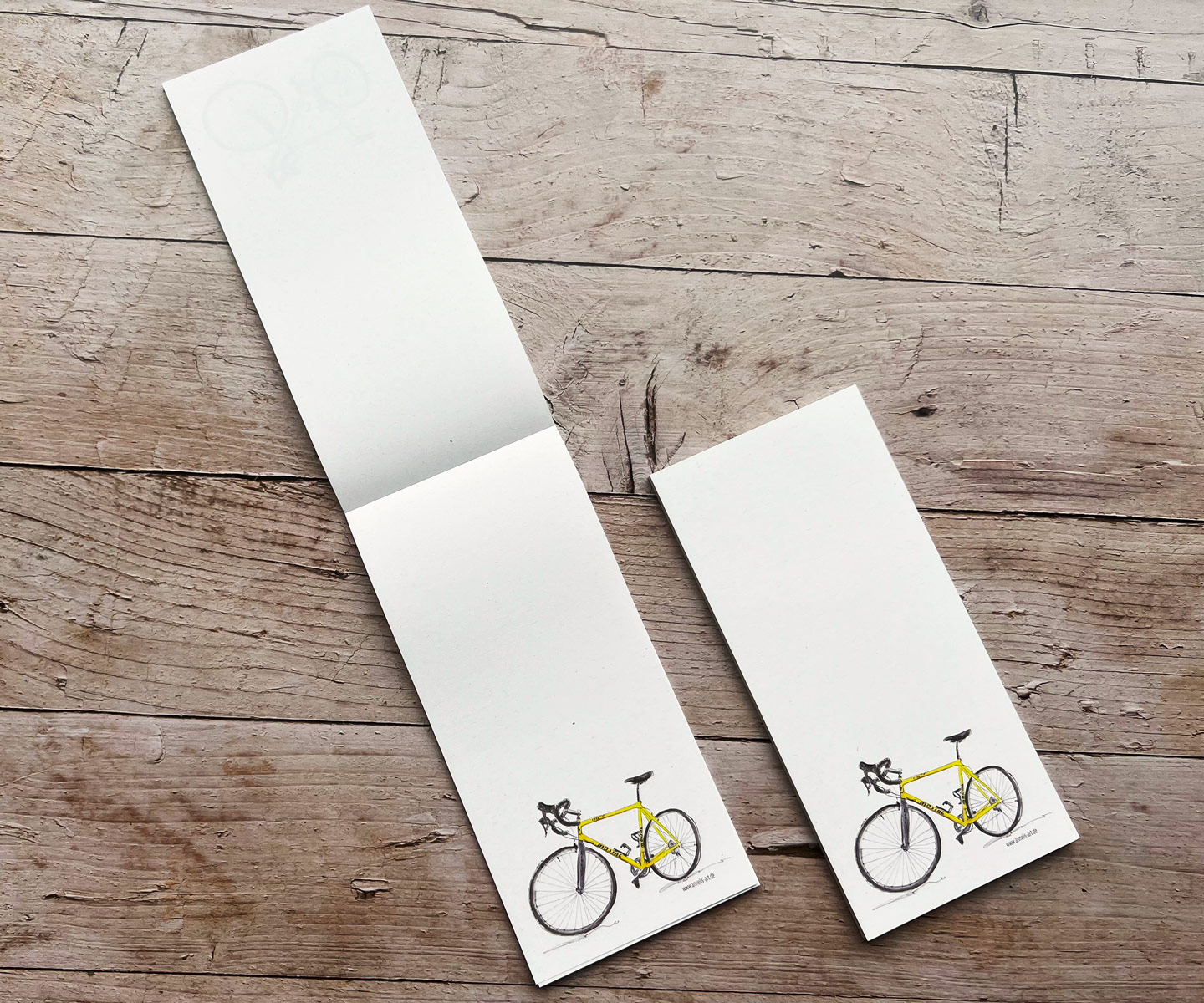 Notizblock | gelbes Müsing Rennrad |  DIN lang mit 99 x 210 mm | unliniert