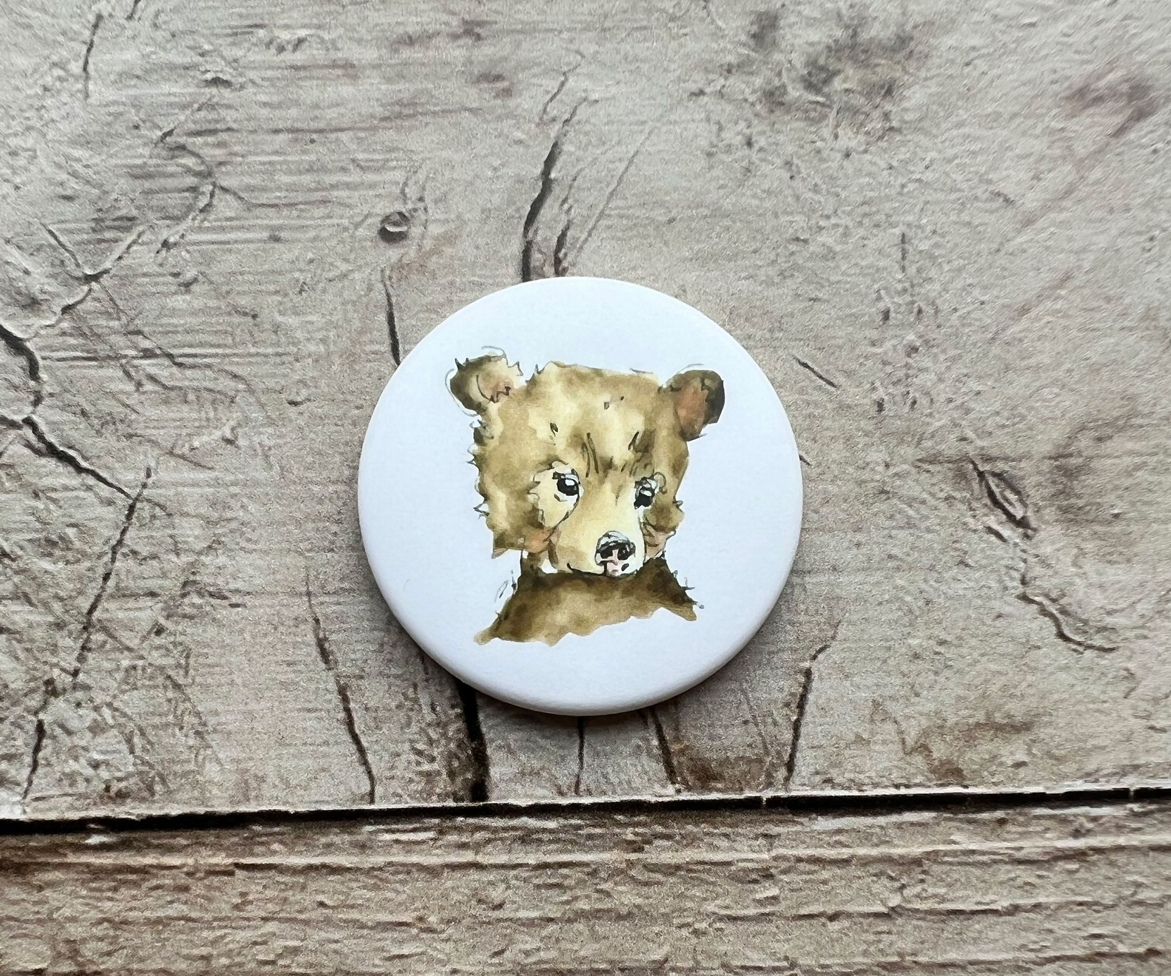 Kühlschrankmagnet | Braver Bär | Magnetbutton mit Aquarellmotiv | Bärenmagnet