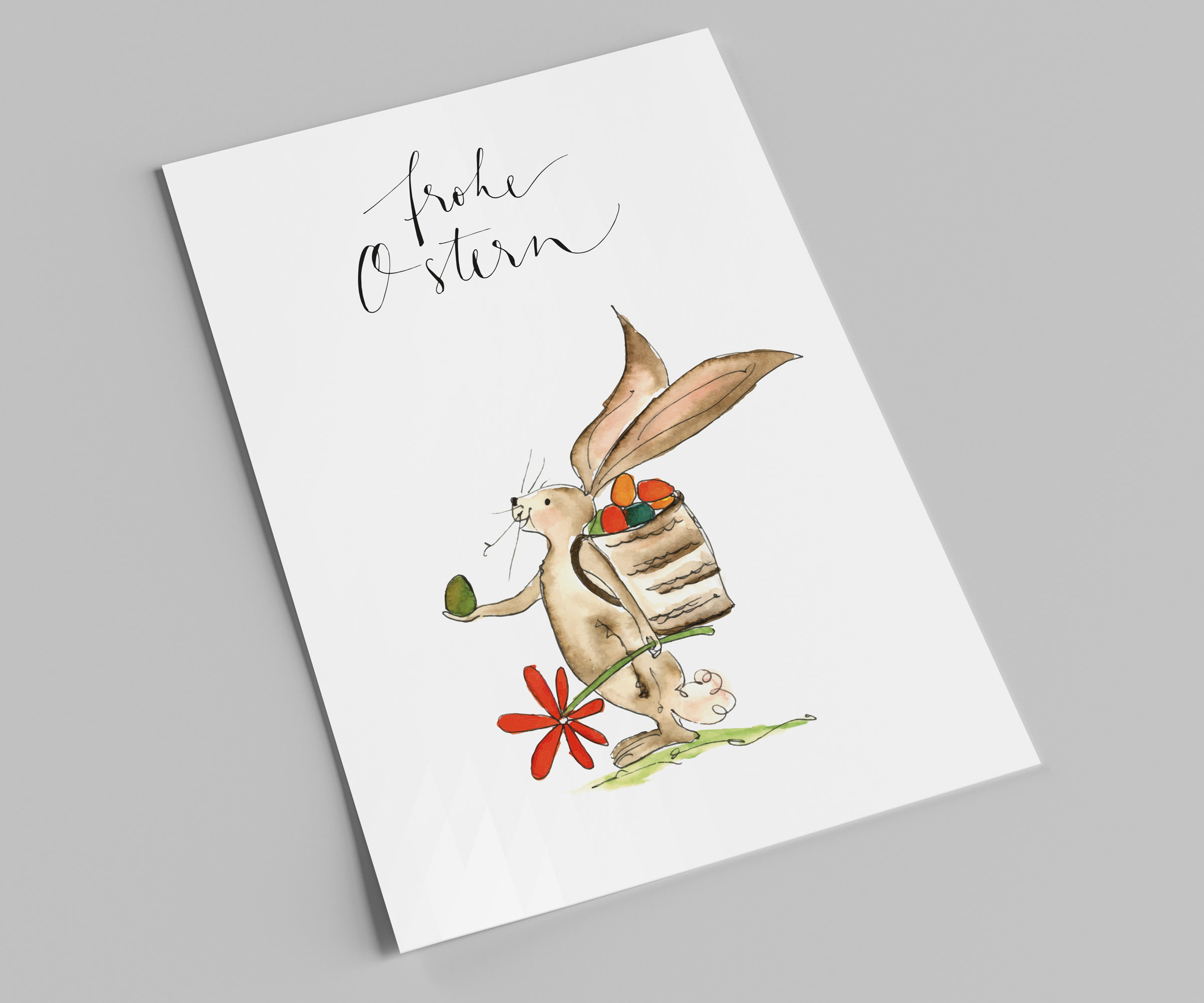 Postkarte | Osterkarte | Frohe Ostern Osterhase mit Ei