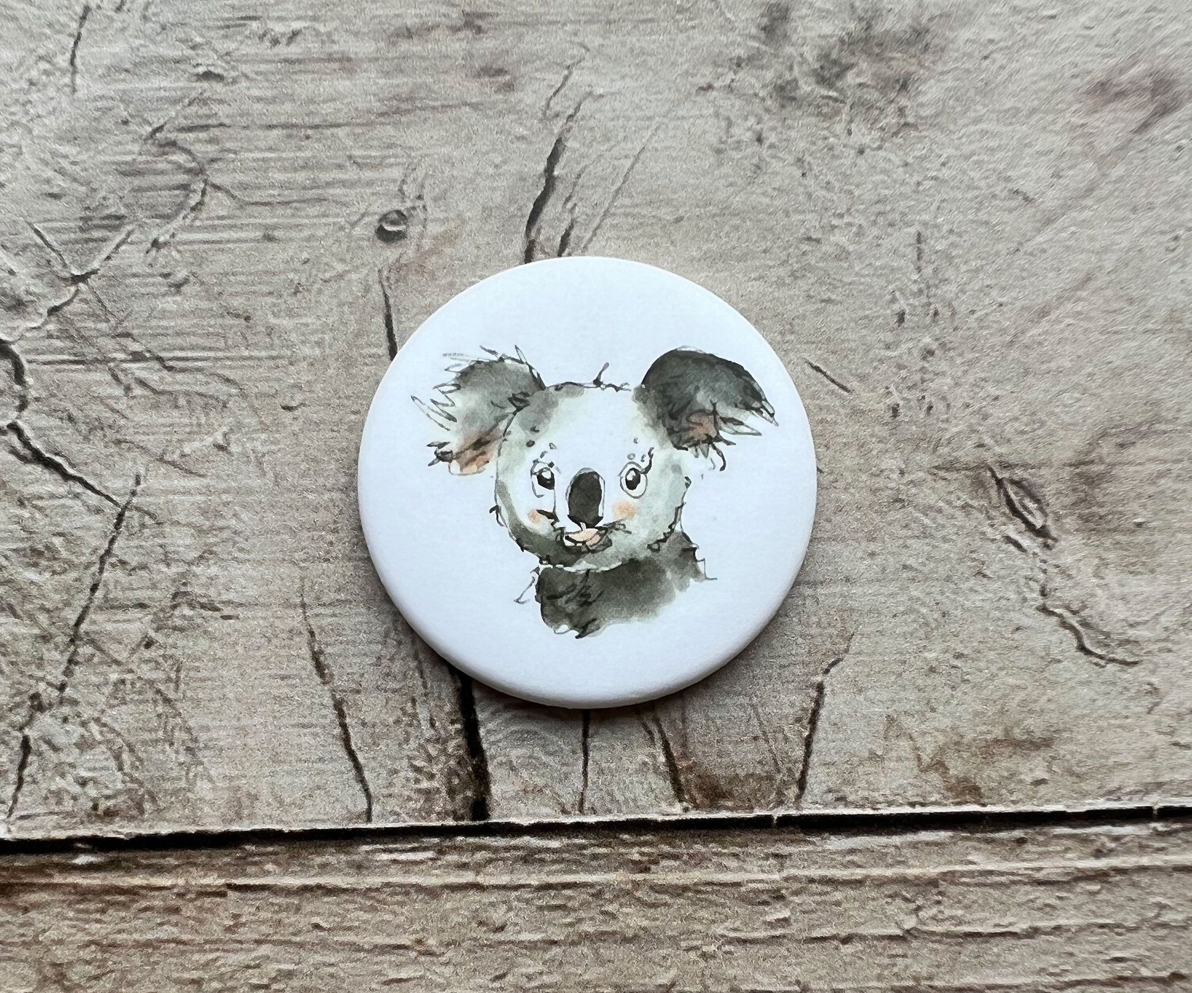 Kühlschrankmagnet | kuscheliger Koala | Magnetbutton mit Aquarellmotiv | Koalabär-Magnet