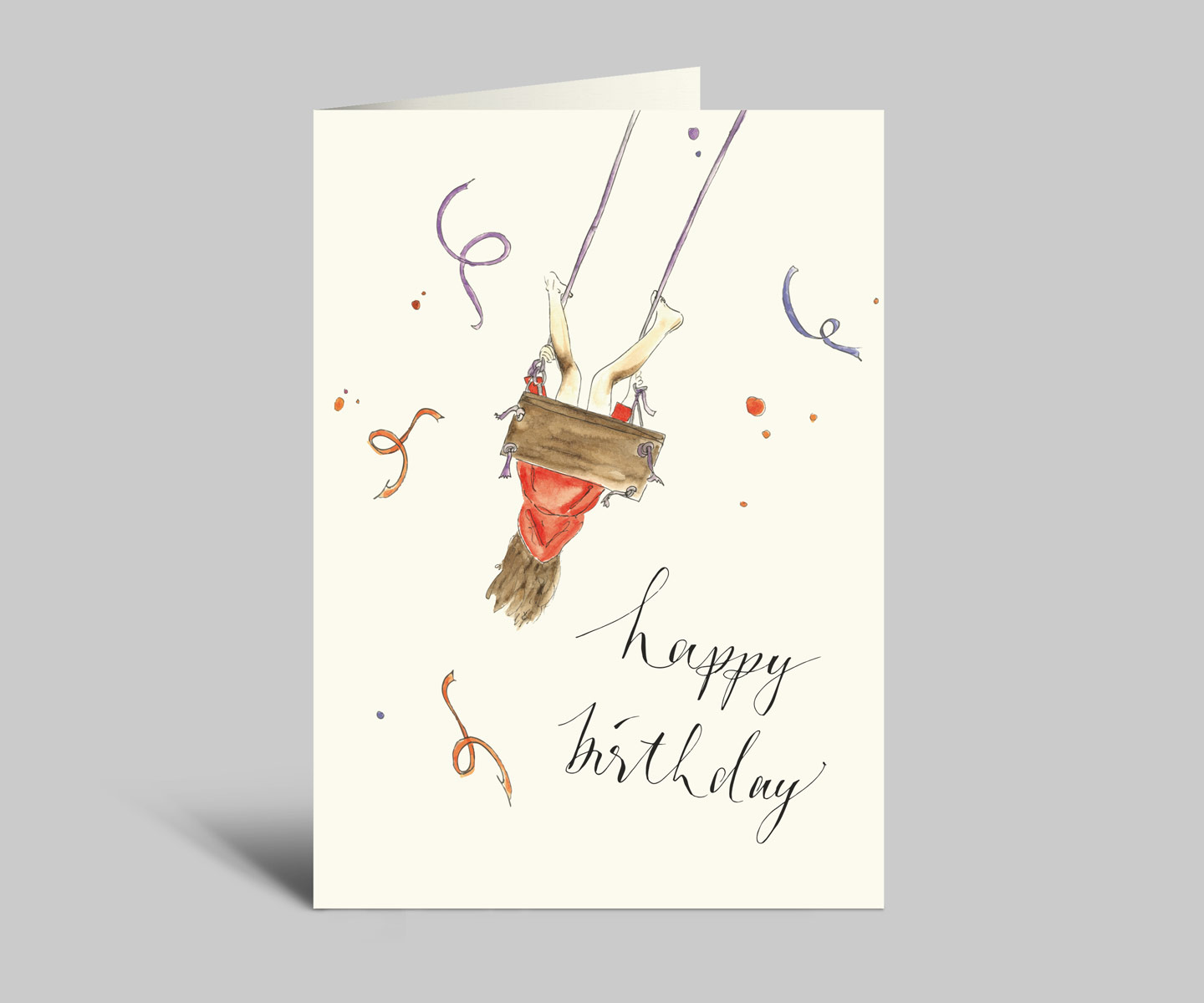 Geburtstagskarte Happy Birthday Mädchen auf Schaukel