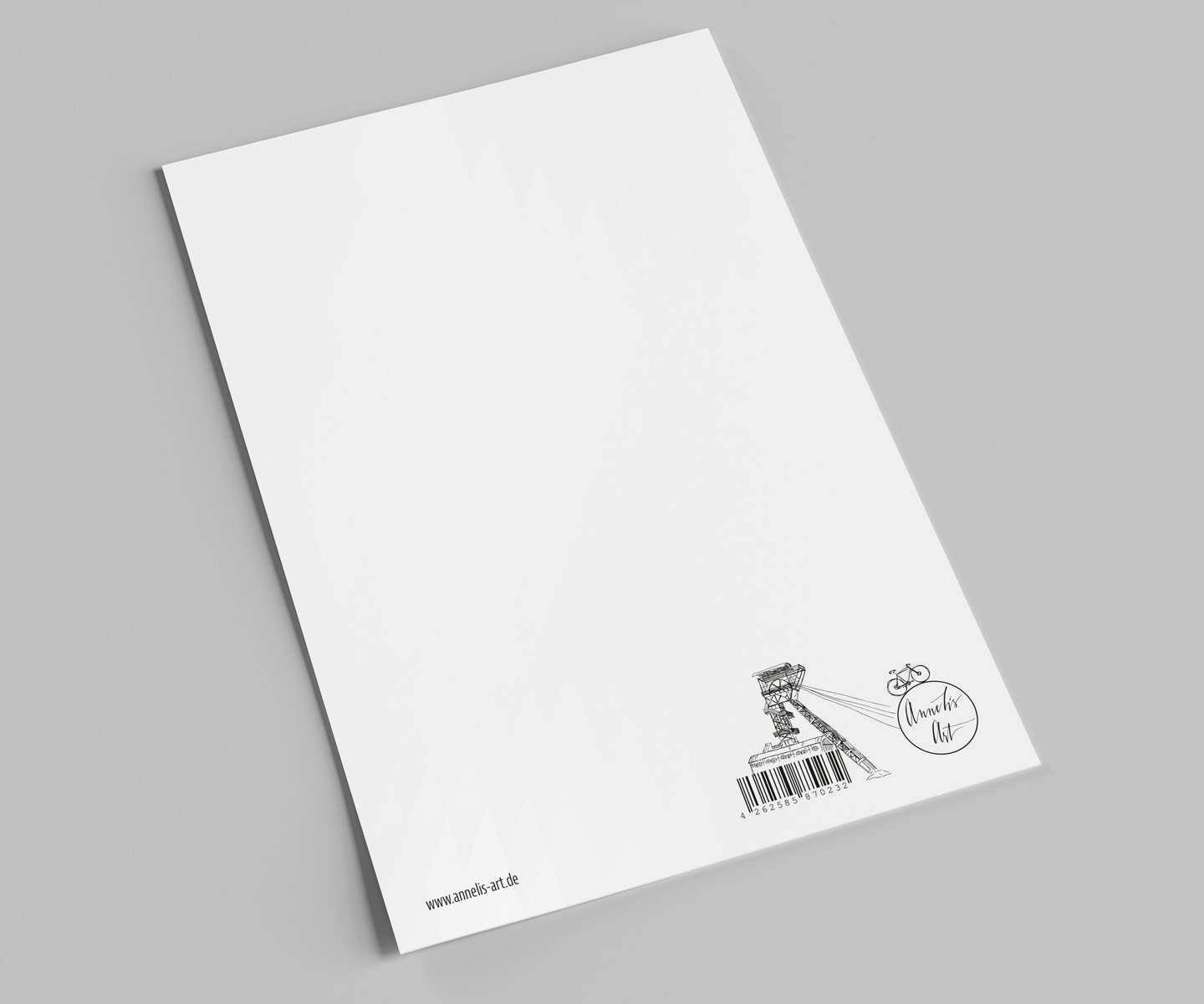 Postkarte zum Weitermalen | Pottradeln | Die Freiheit auf zwei Rädern | Ruhrgebiet Rennradkarte | Förderturm