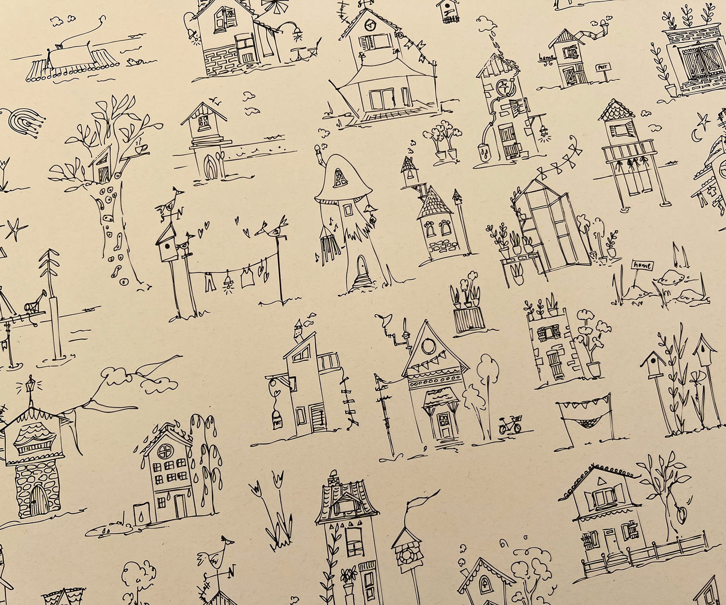 Wimmelbild Poster | detailreiche Häuschen | hochwertiger Kunstdruck |  50 x 70 cm