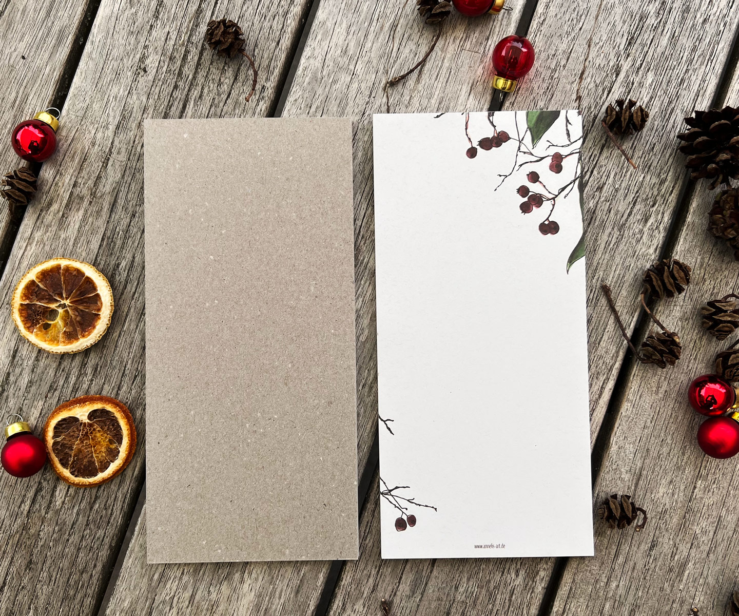 Weihnachtlicher Notizblock - Adventszweige | DIN lang mit 99 x 210 mm