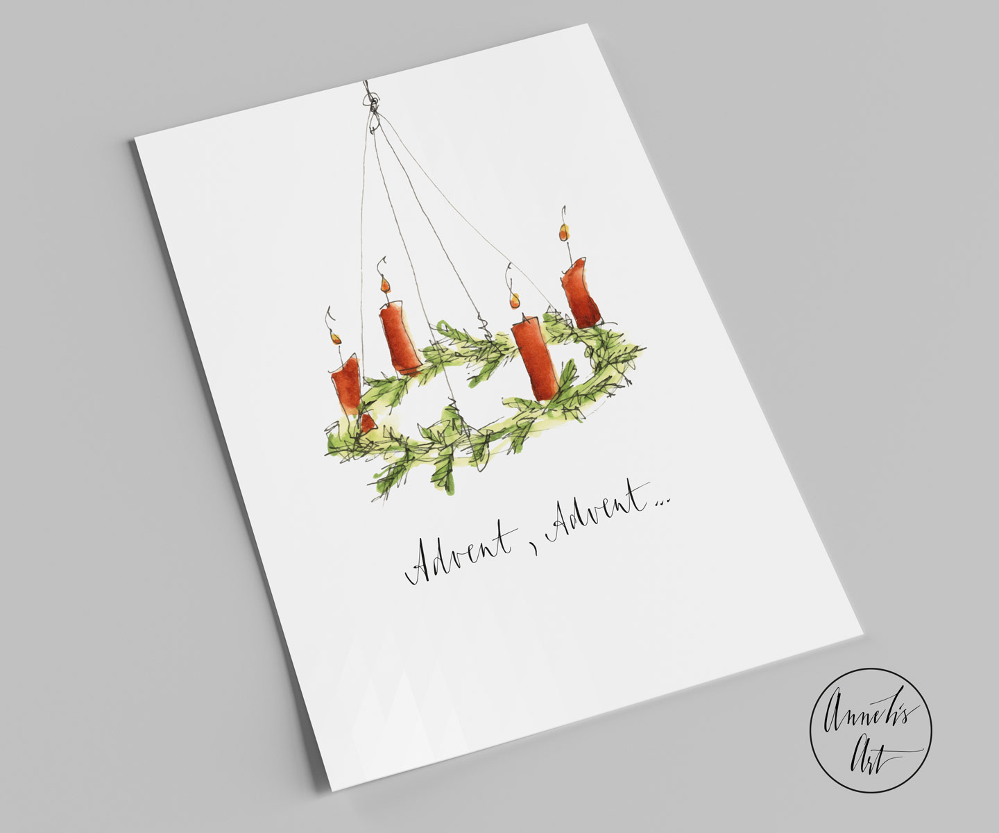 Postkarte | Adventskarte | Adventskranz mit Spruch