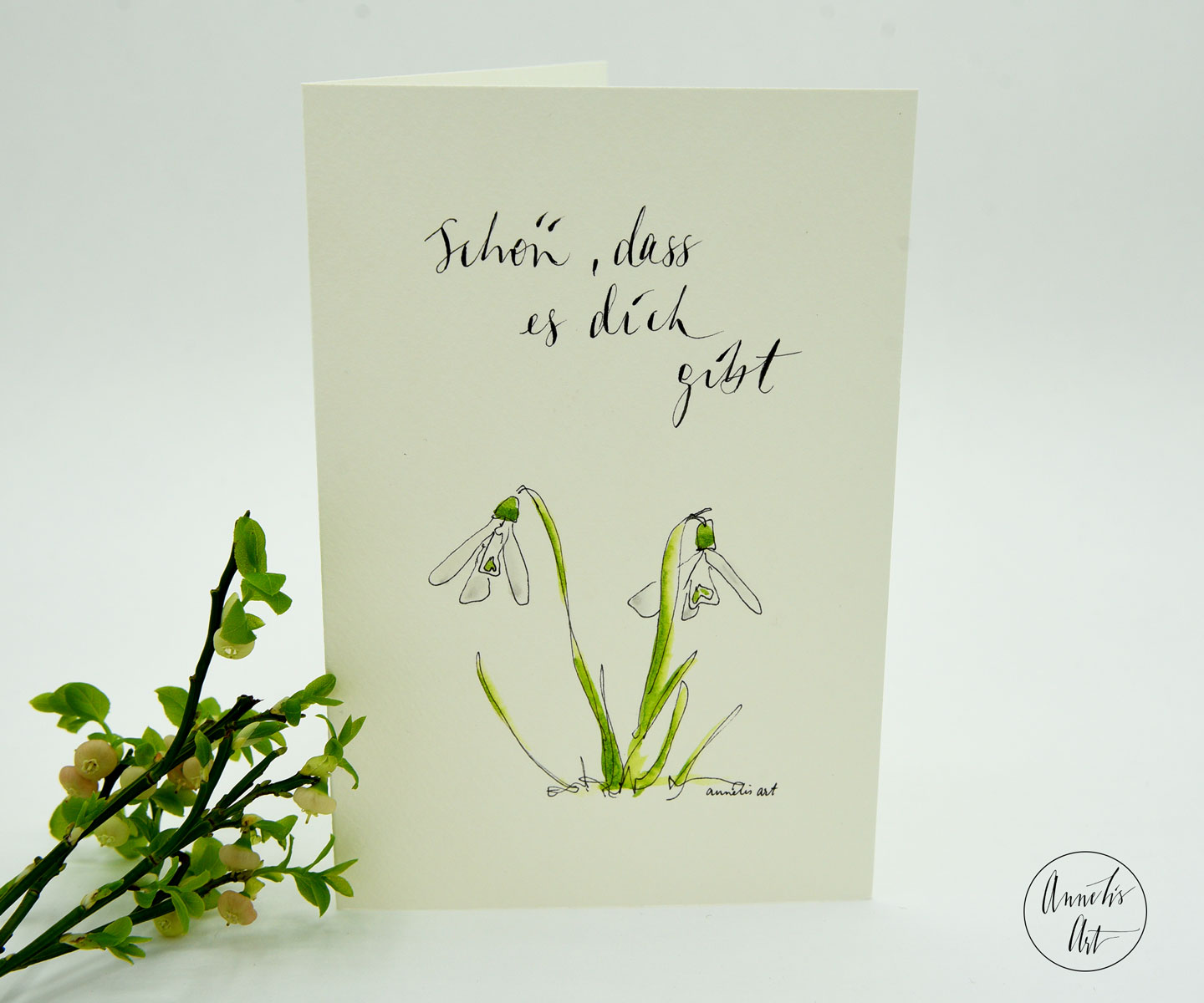 Grußkarte mit Umschlag | Frühlingskarte | Schneeglöckchen