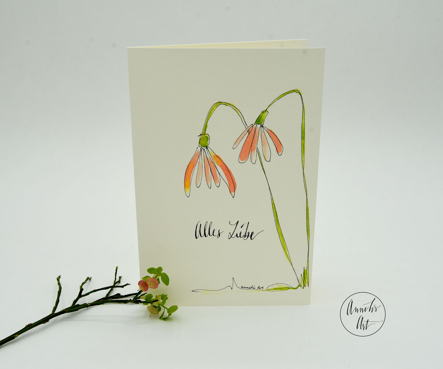 Grußkarte mit Umschlag | blumige Frühlingskarte | Osterkarte 
