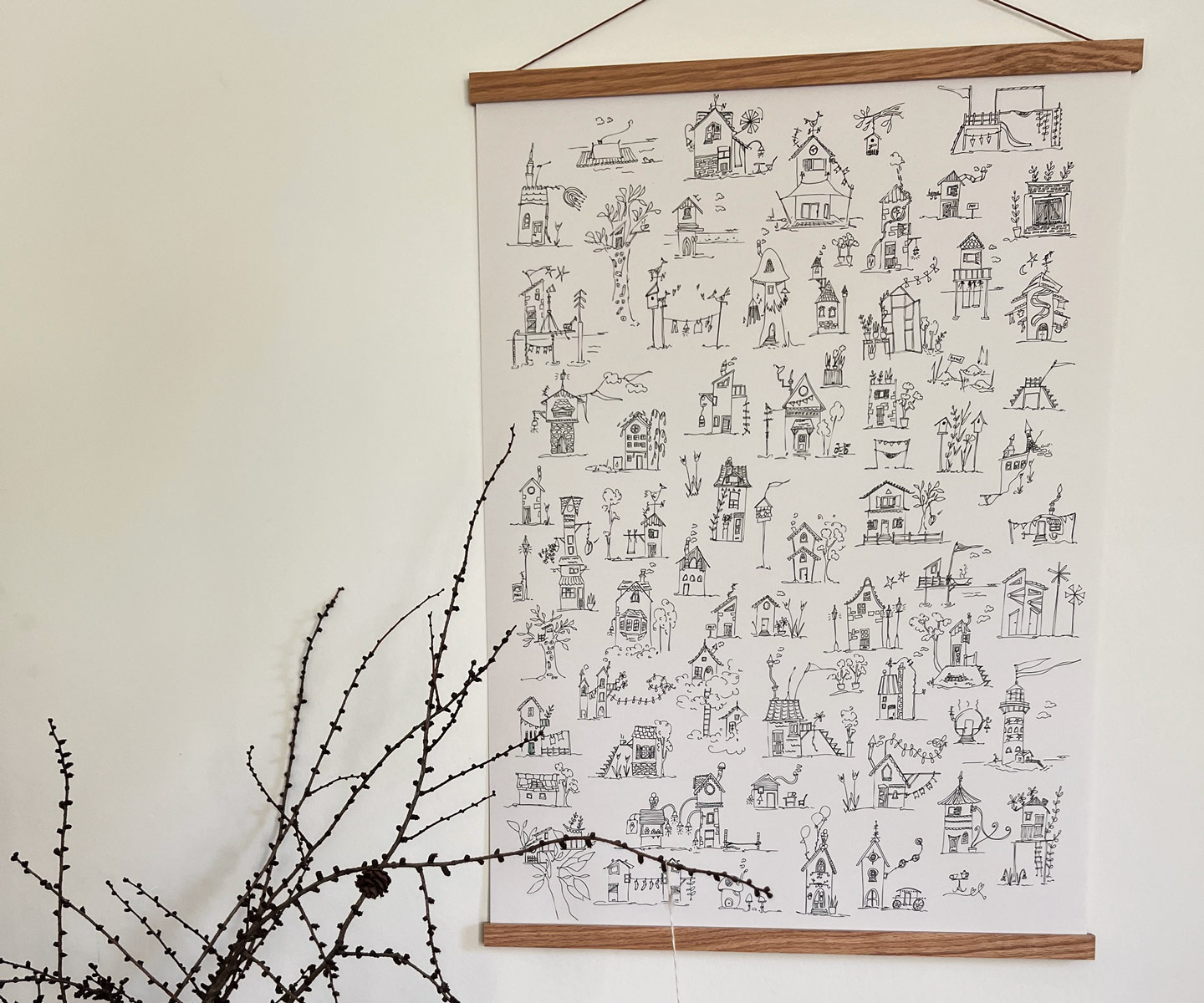 Wimmelbild Poster | detailreiche Häuschen | hochwertiger Kunstdruck |  50 x 70 cm