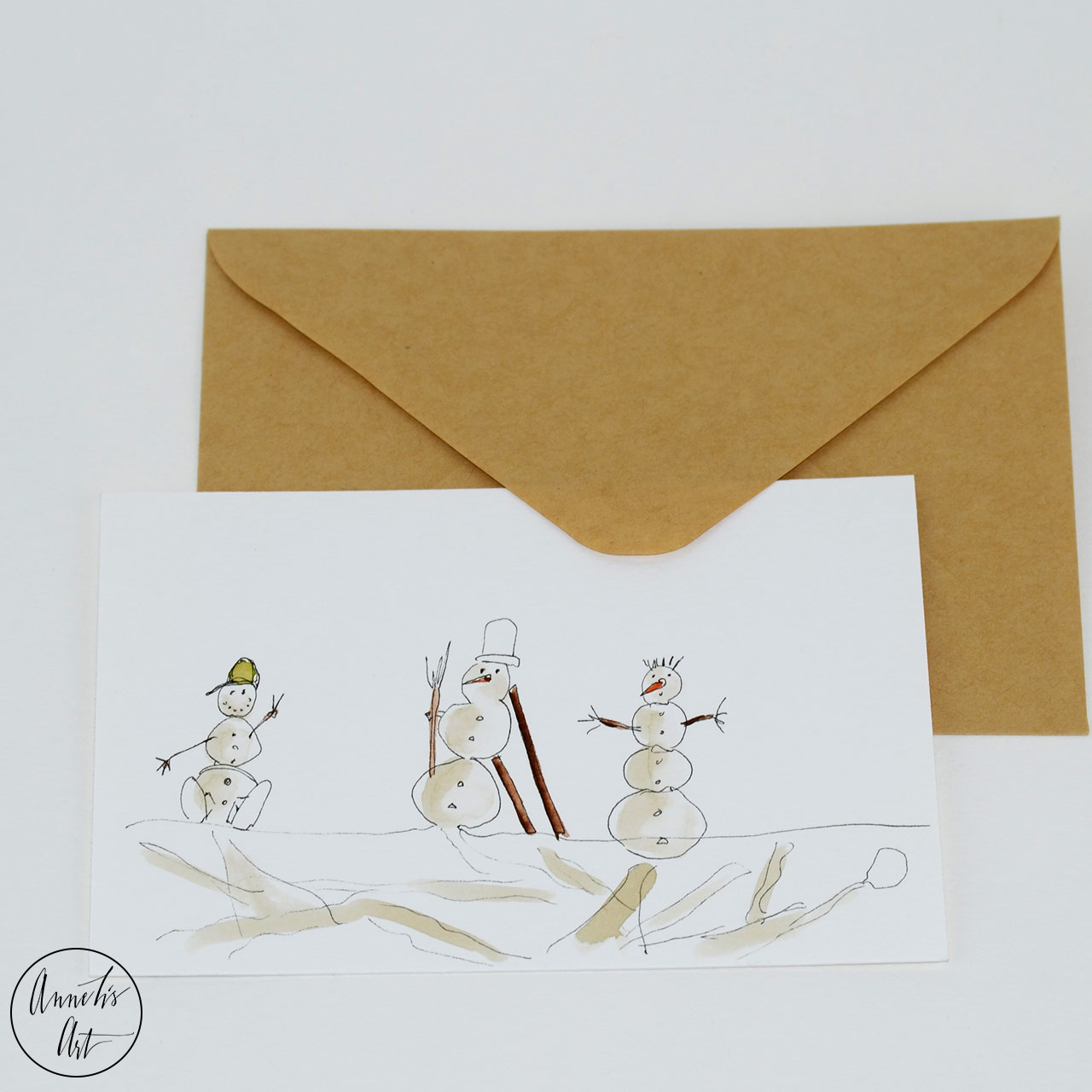Weihnachtskarte - Die Schneemanngang | Grußkarte | Klappkarte mit Umschlag