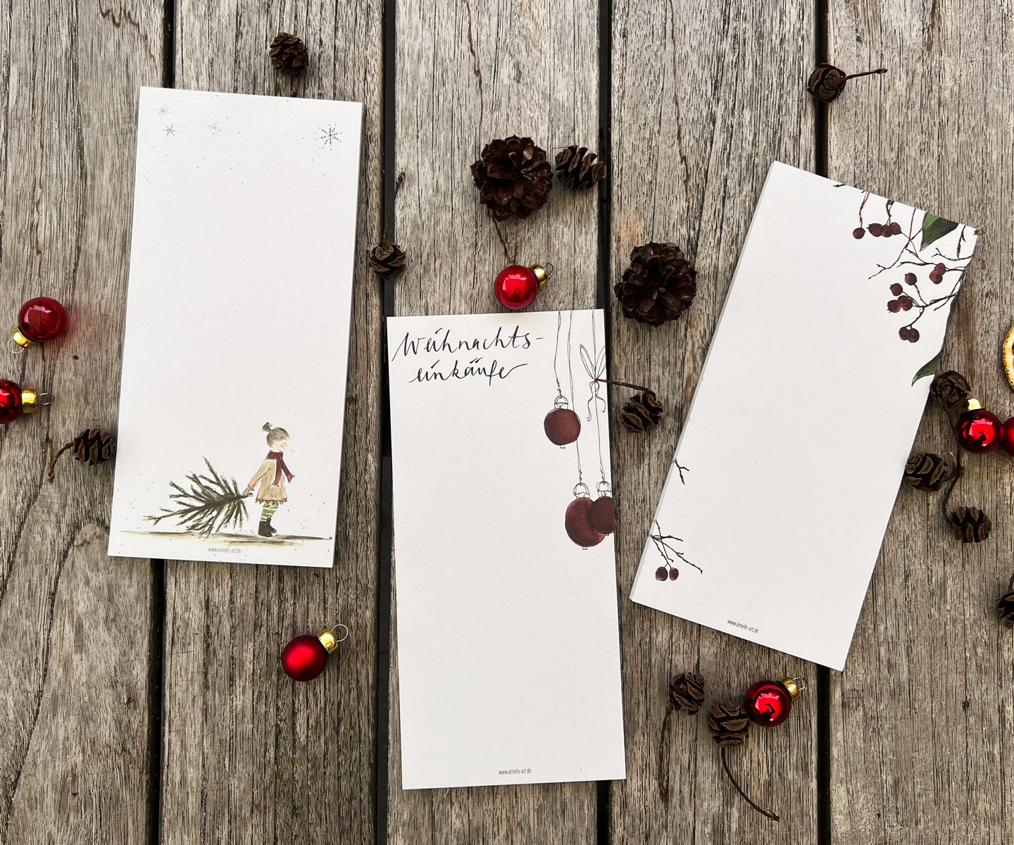 Weihnachtlicher Notizblock - Adventszweige | DIN lang mit 99 x 210 mm