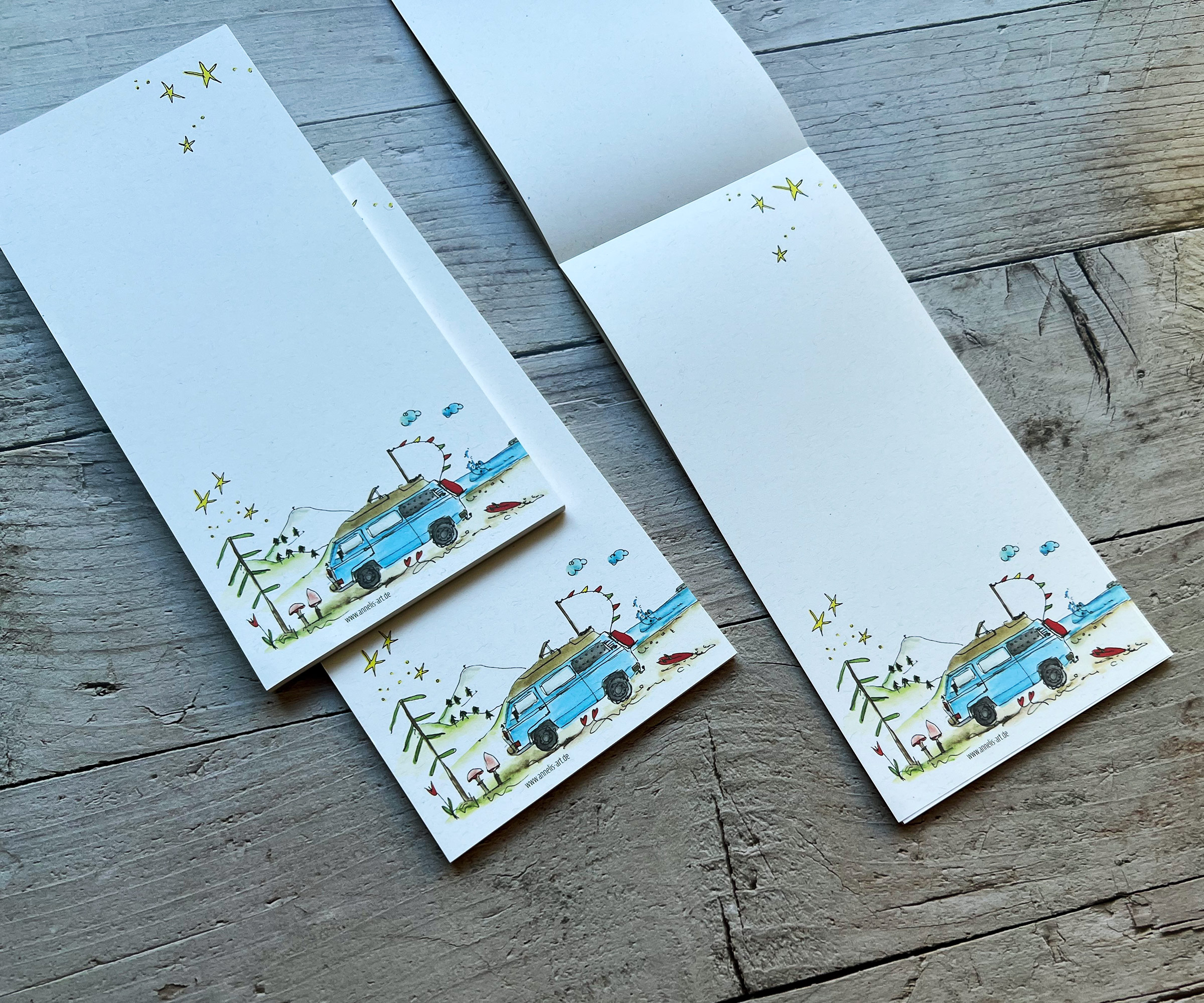 Schreibblock Bulliliebe und Campingurlaub |  DIN lang mit 99 x 210 mm