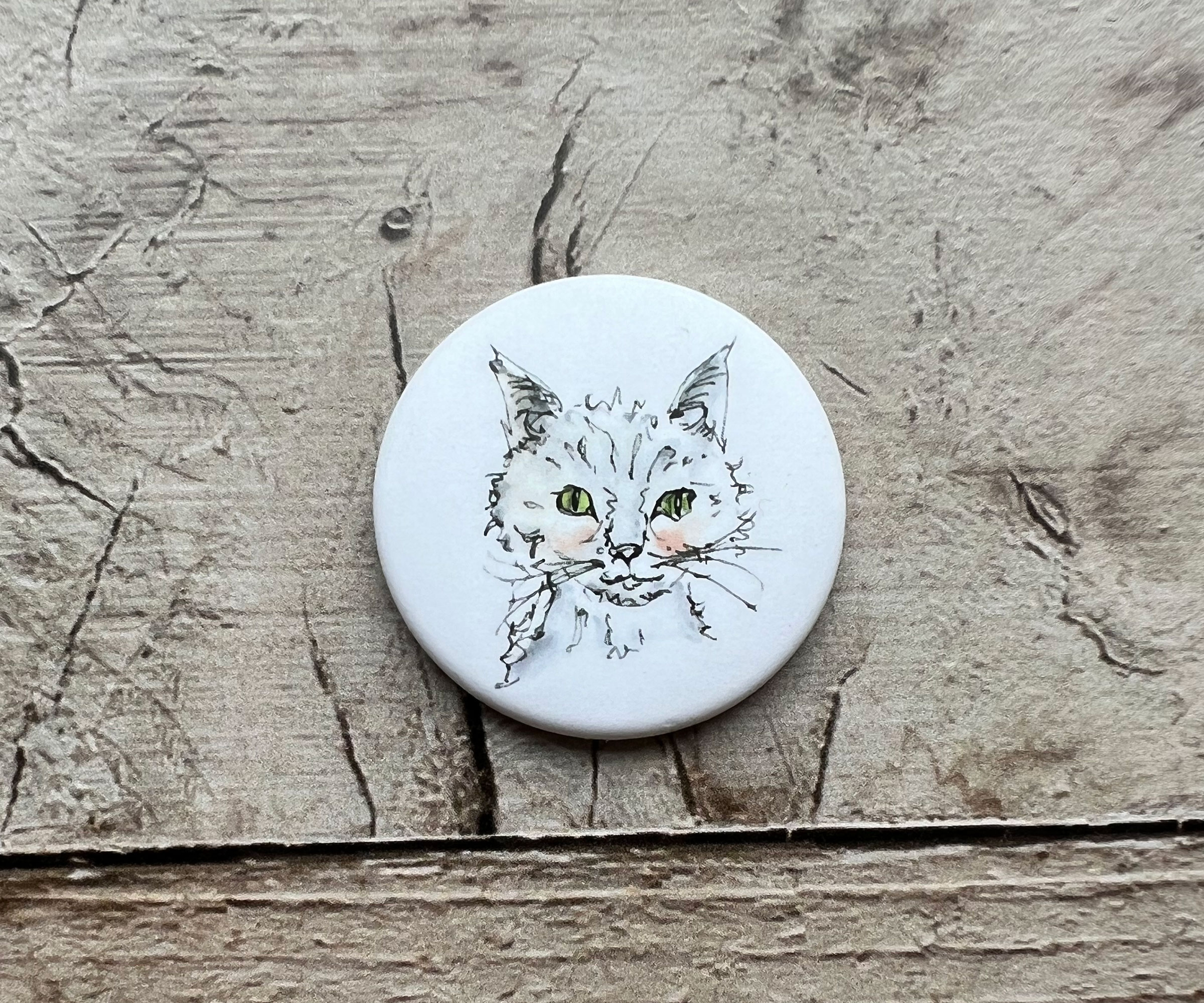 Kühlschrankmagnet | kluge Katze | Magnetbutton mit Aquarellmotiv | Katzenmagnet