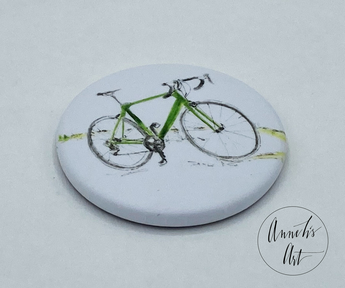 Renrad-Magnet | grünes Rennrad | Seitenansicht