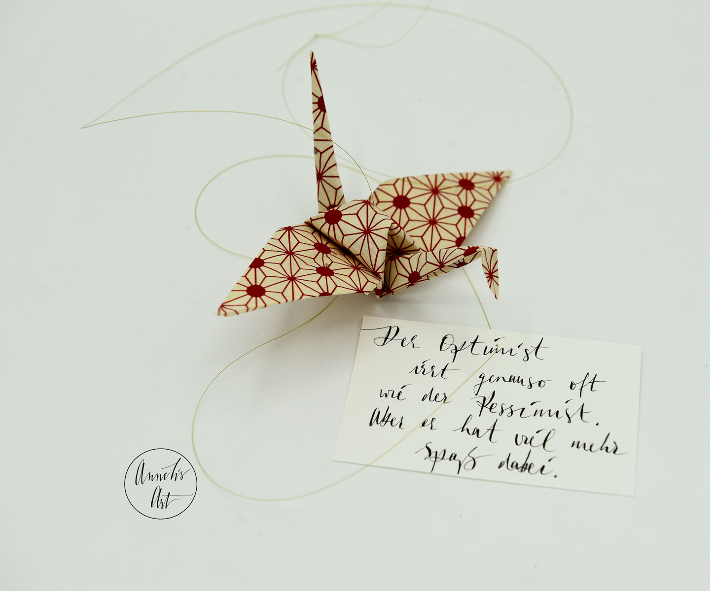 Origami-Kranich | Windspiel | Mobile | ein Glückskranich | 12 cm | dein individueller Schriftzug 