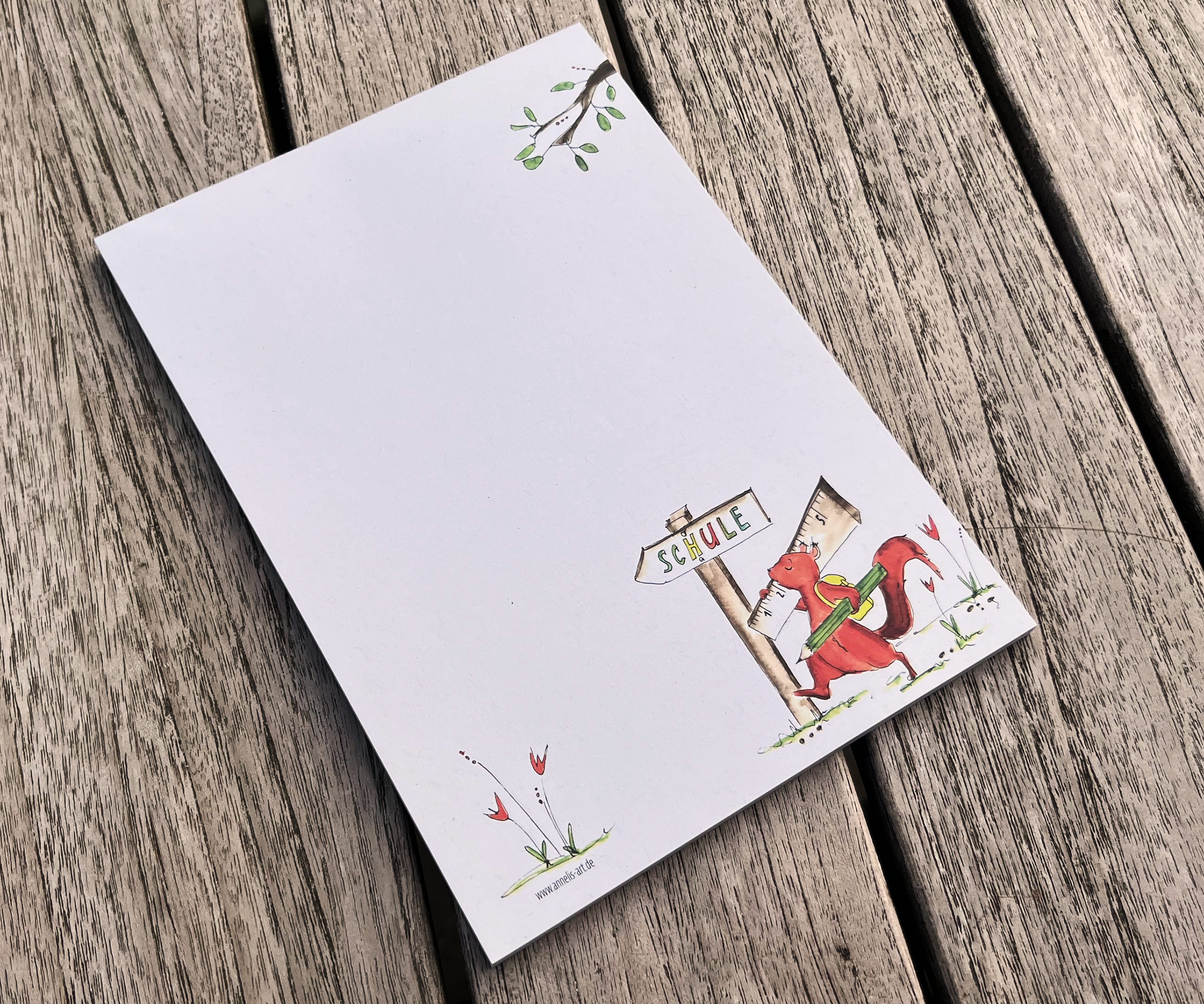 Geschenkset zur Einschulung | süßes Eichhörnchen kommt in die Schule | Notizblock, Postkarte und Geschenkschild | Sparpaket