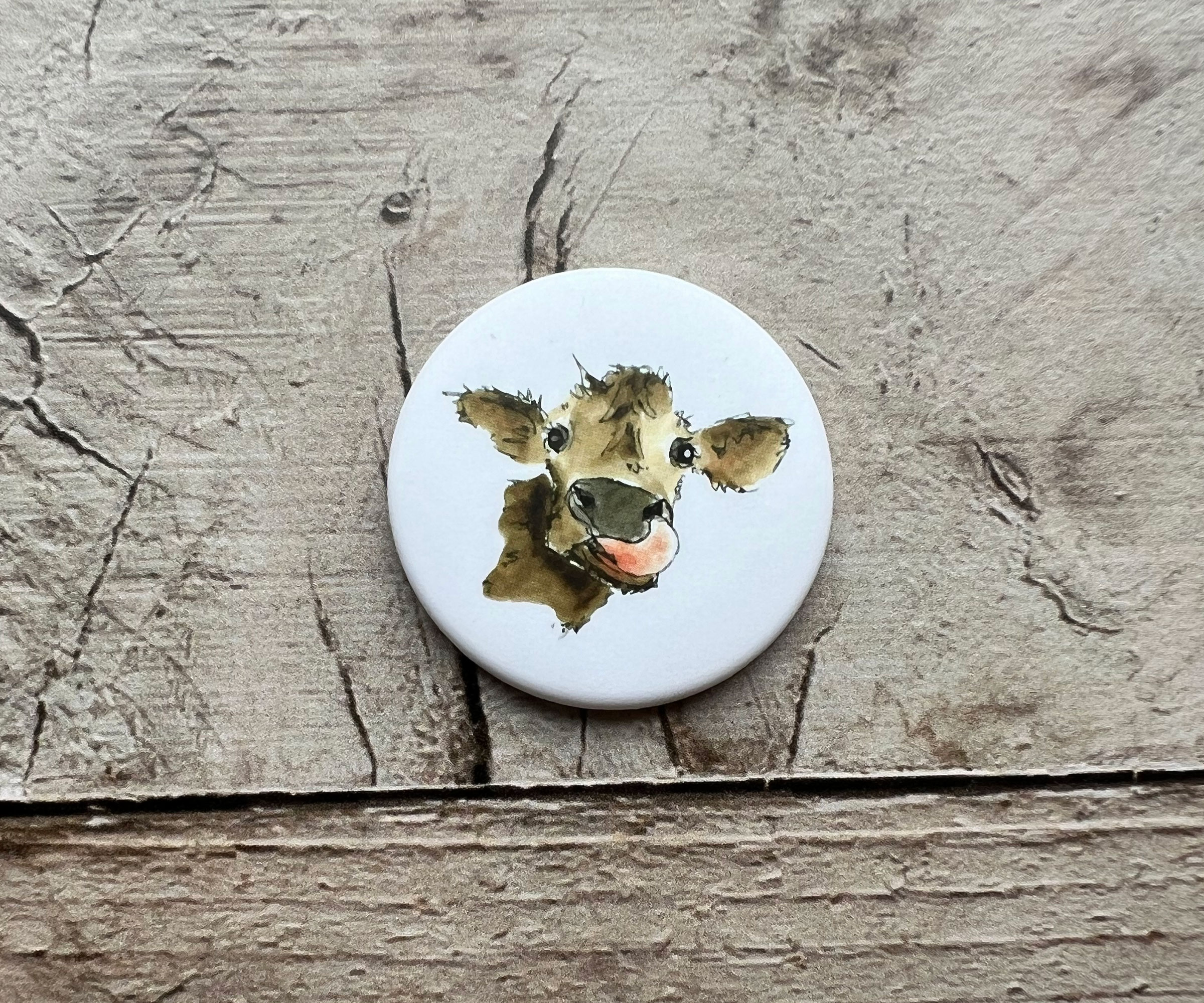 Kühlschrankmagnet | coole Kuh | Magnetbutton mit Aquarellmotiv | Kuhmagnet