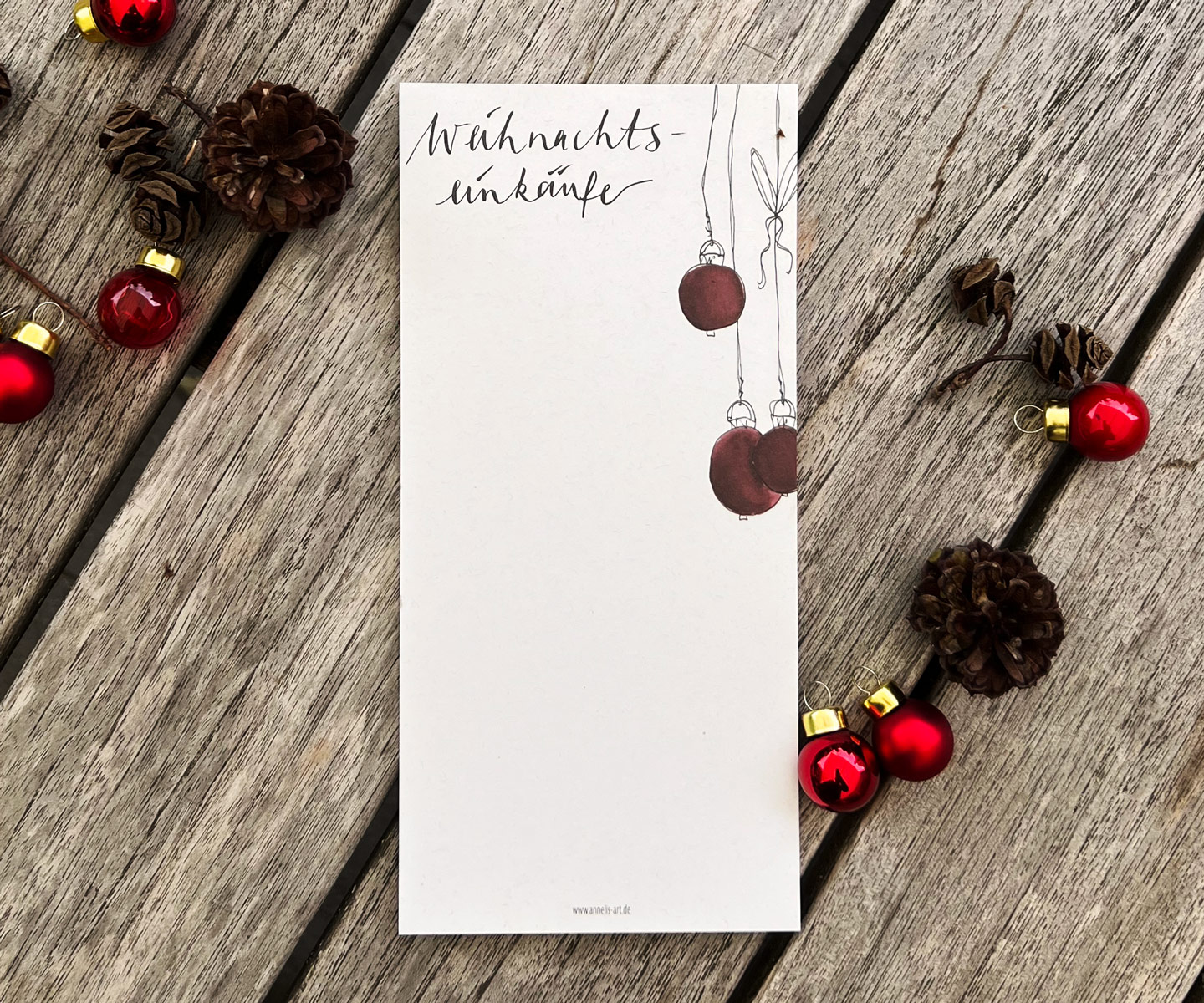 Notizblock - Weihnachtlicher Einkaufszettel | DIN lang mit 99 x 210 mm