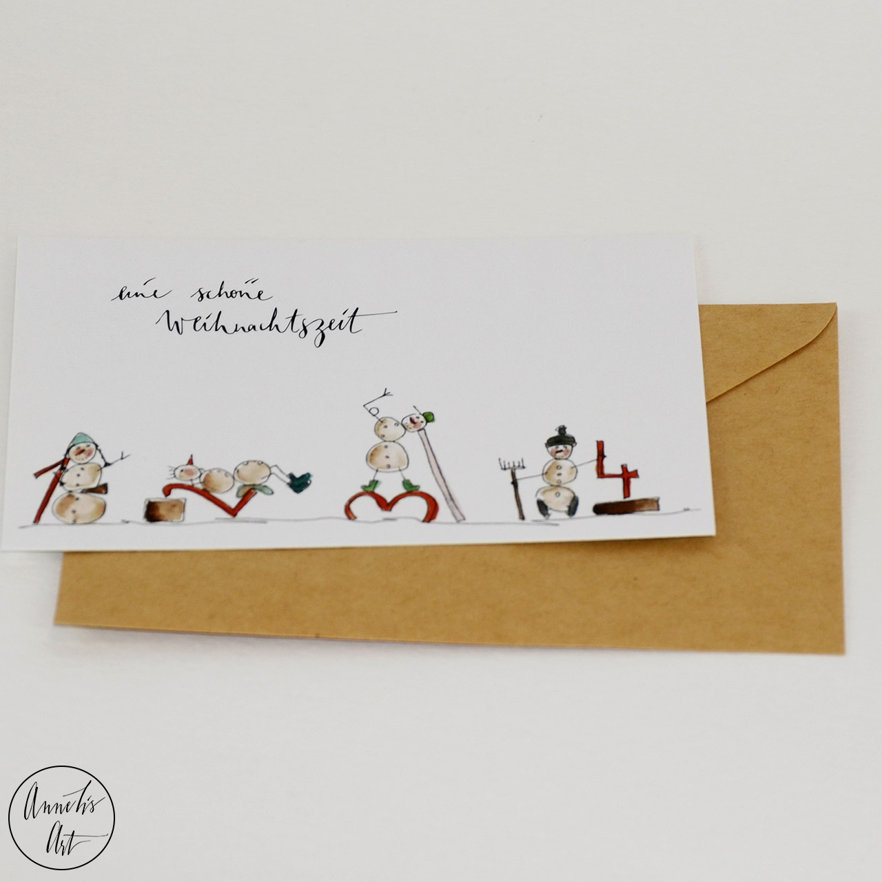 Postkarte | Weihnachtskarte | Schöne Weihnachtszeit Schneemänner
