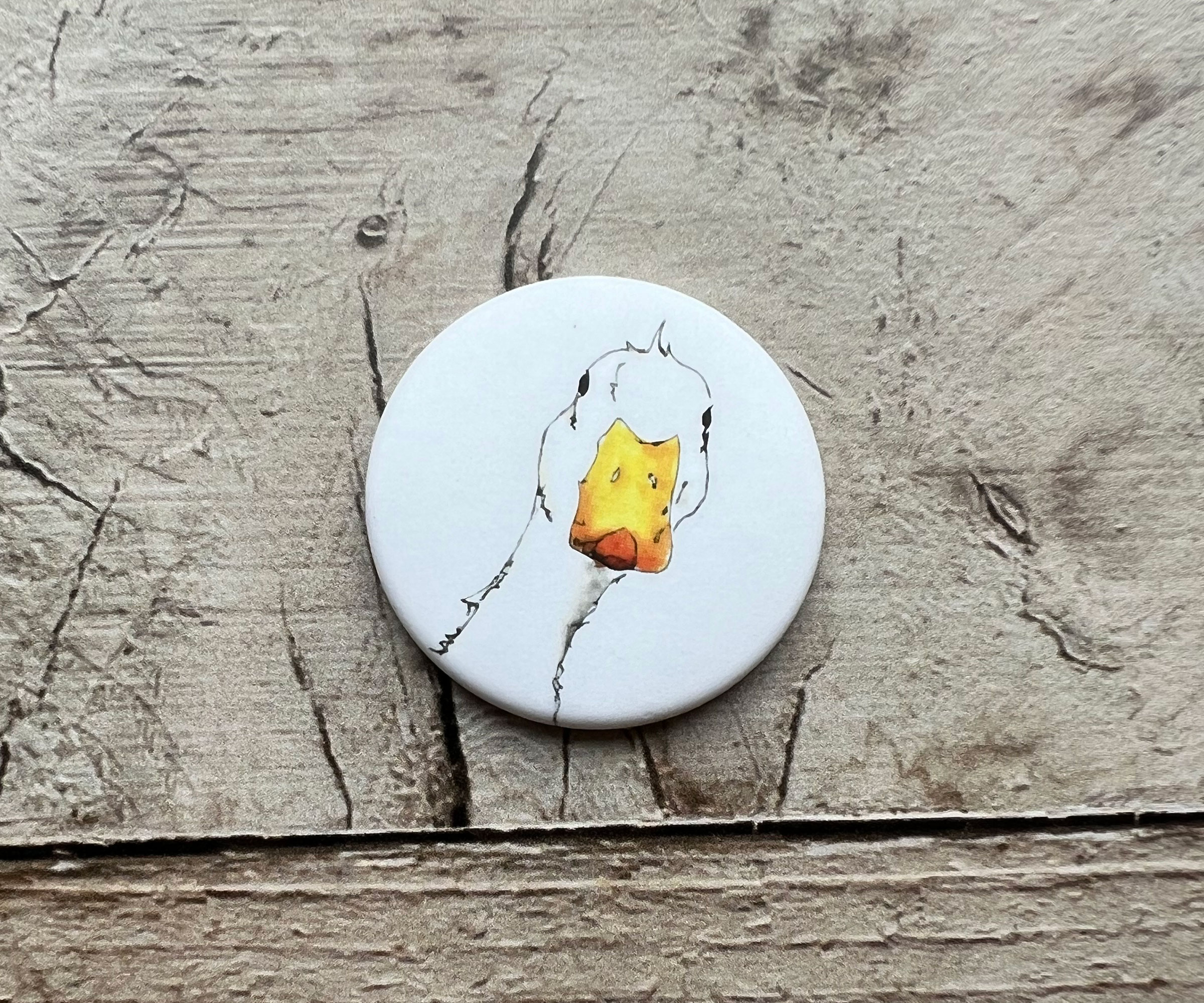 Kühlschrankmagnet | Glückliche Gans | Magnetbutton mit Aquarellmotiv | Gänsemagnet