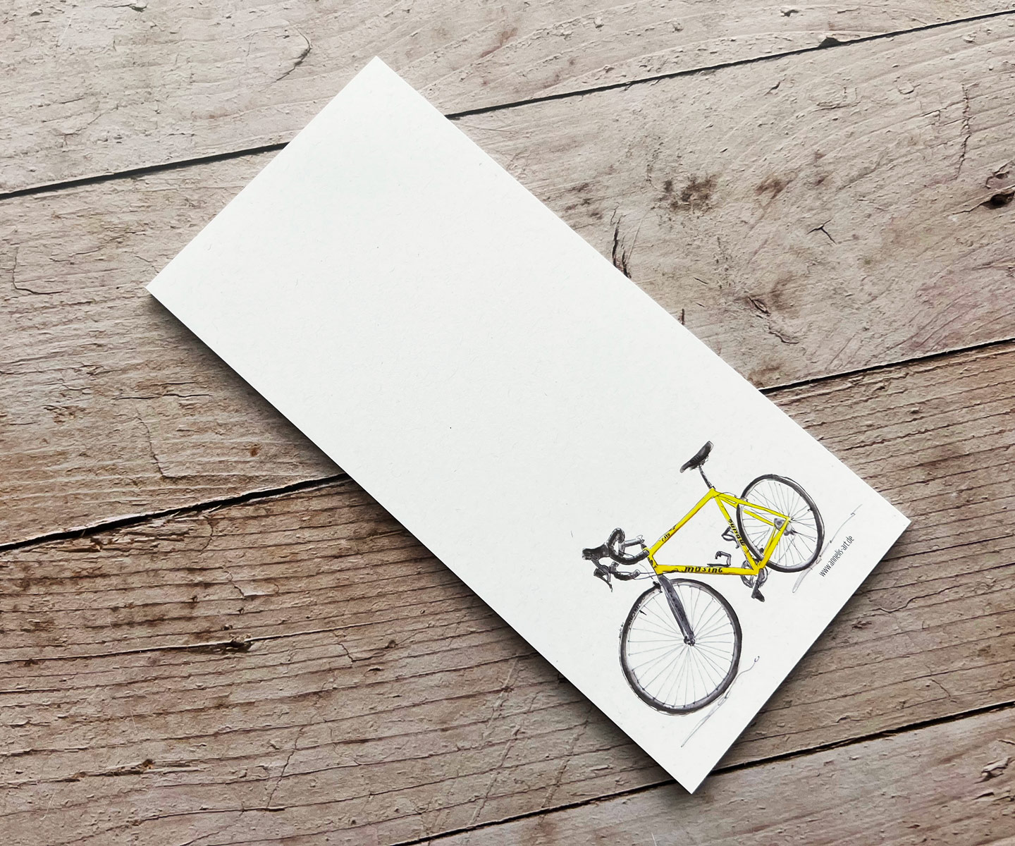 Notizblock | gelbes Müsing Rennrad |  DIN lang mit 99 x 210 mm | unliniert
