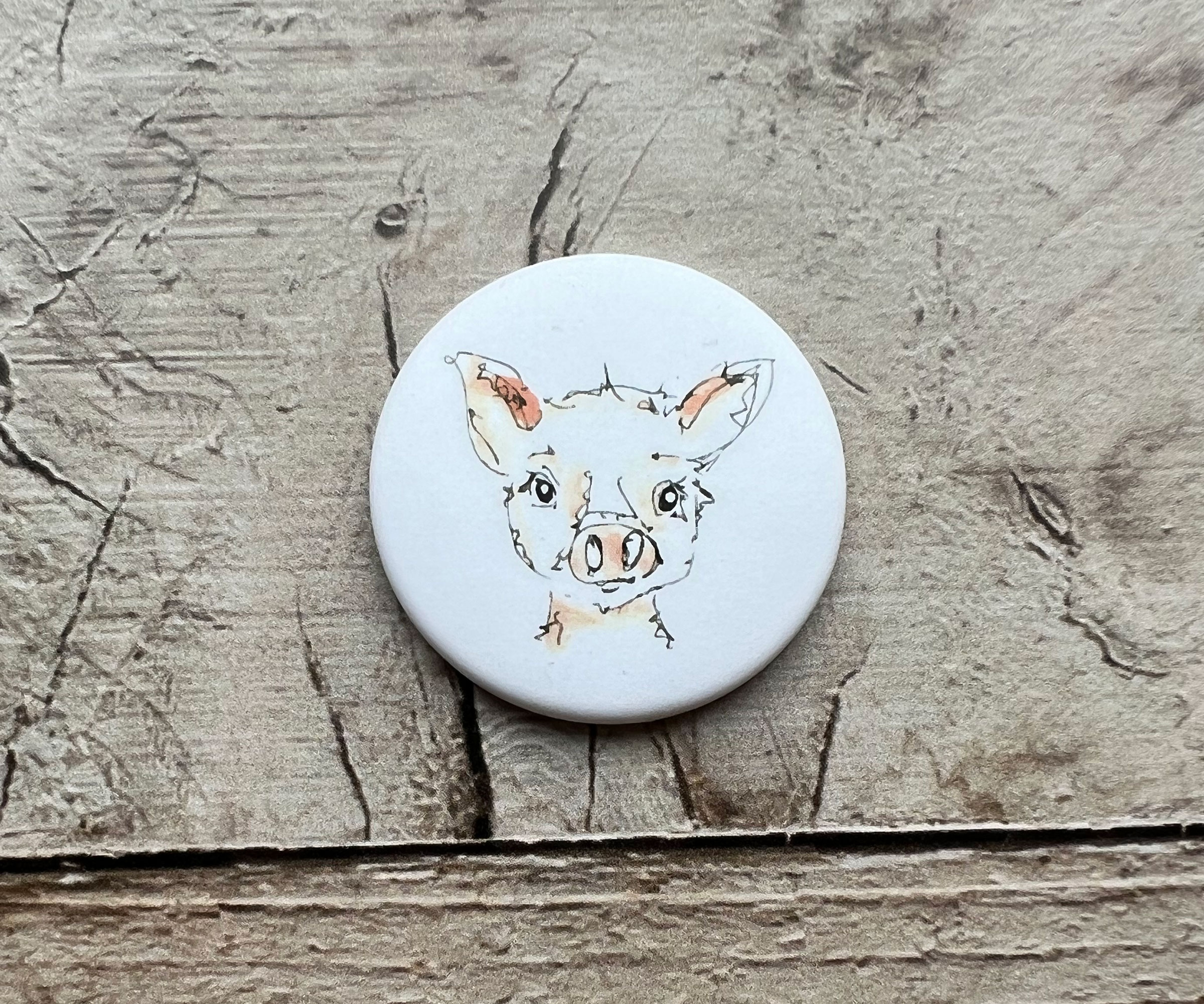 Kühlschrankmagnet | freudiges Ferkel | Magnetbutton mit Aquarellmotiv | Schweinchen