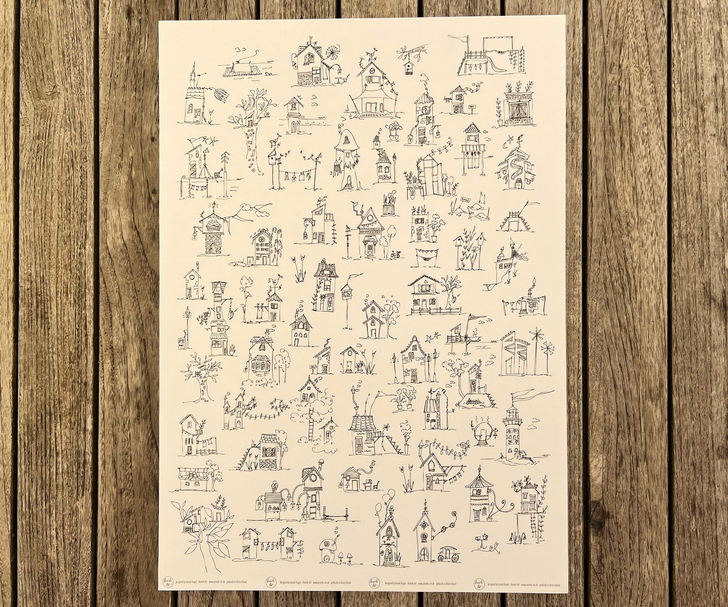 Wimmelbild Poster | detailreiche Häuschen | hochwertiger Kunstdruck |  50 x 70 cm